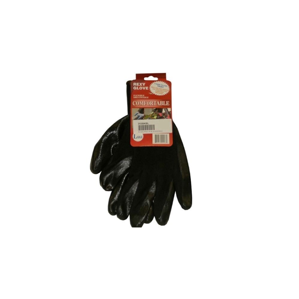 120 Pairs of Black Poly With Blacknitrile Coat Gloves Size Large