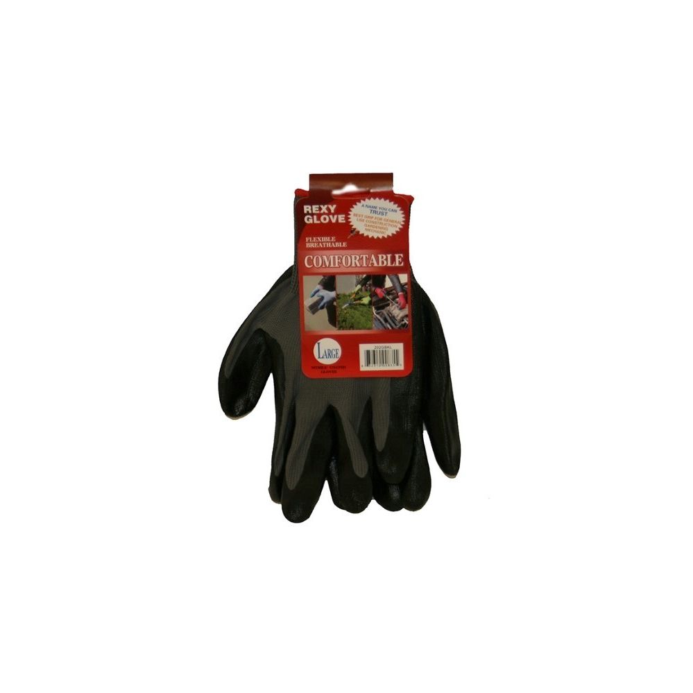 120 Pairs of Grey Poly W Blacknitrile Coat Gloves L