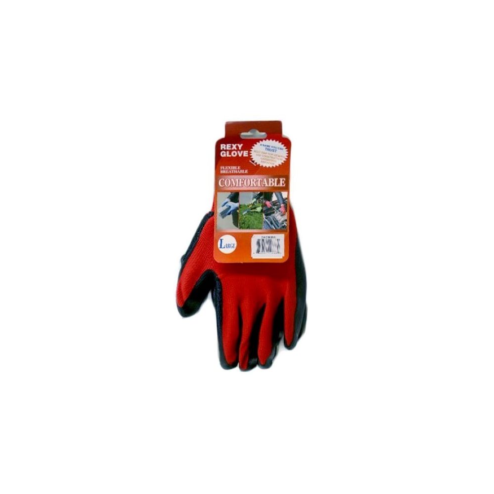 120 Pairs of Red Poly W Black Nitrile Coated Gloves L