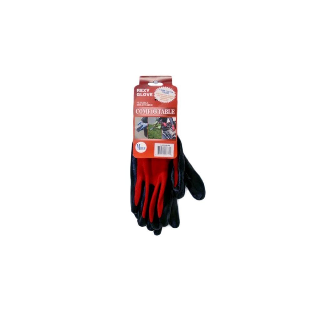 120 Pairs of Red Poly With Black Nitrile Coated Gloves Size Medium