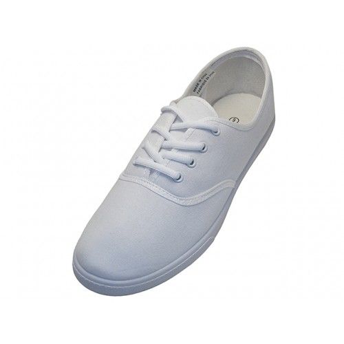 24 Pairs of Women's Lace Up Casual Canvas Shoes ( *white Color ) *open Stock