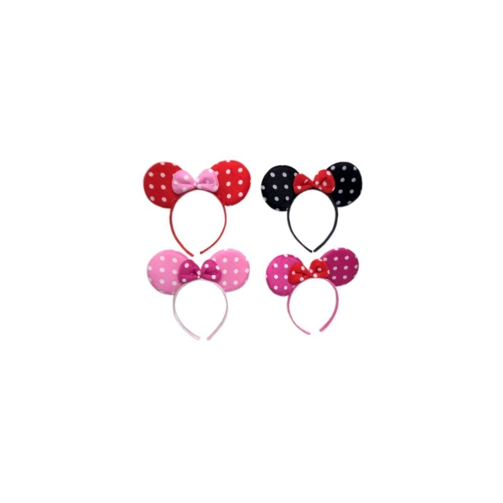 72 Wholesale Minnie Mouse Bow W Poka Dot Asst Colors