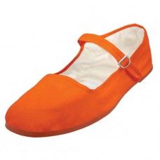 36 Wholesale Girl's Classic Cotton Mary Jane Shoes - Orange Color Only