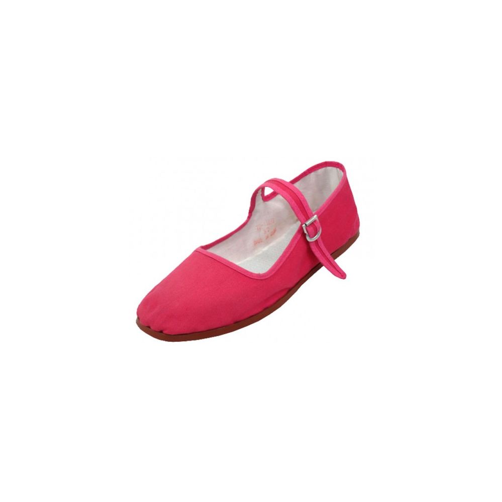 36 Pairs of Girl's Classic Cotton Mary Jane Shoes Fuchsia Color Only