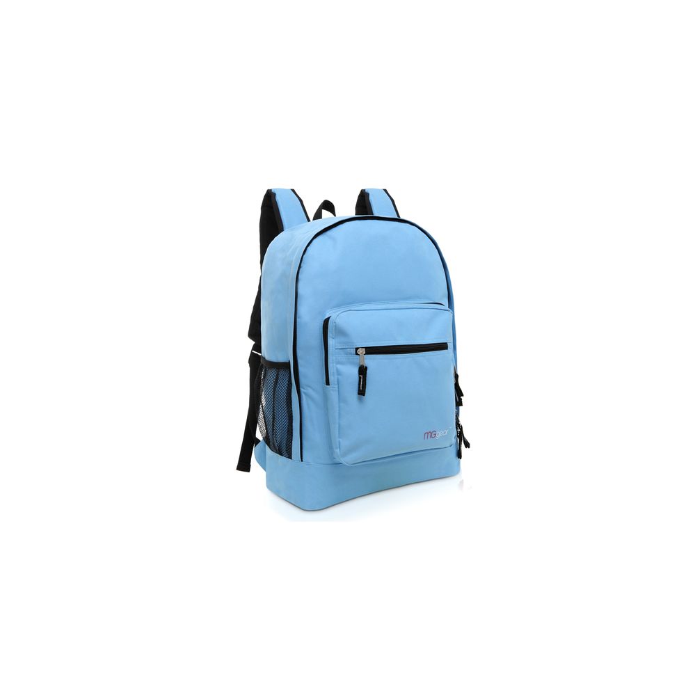 20 Wholesale 17.5 Inch MultI-Pocket School Book Bags In Bulk, Blue Color Only