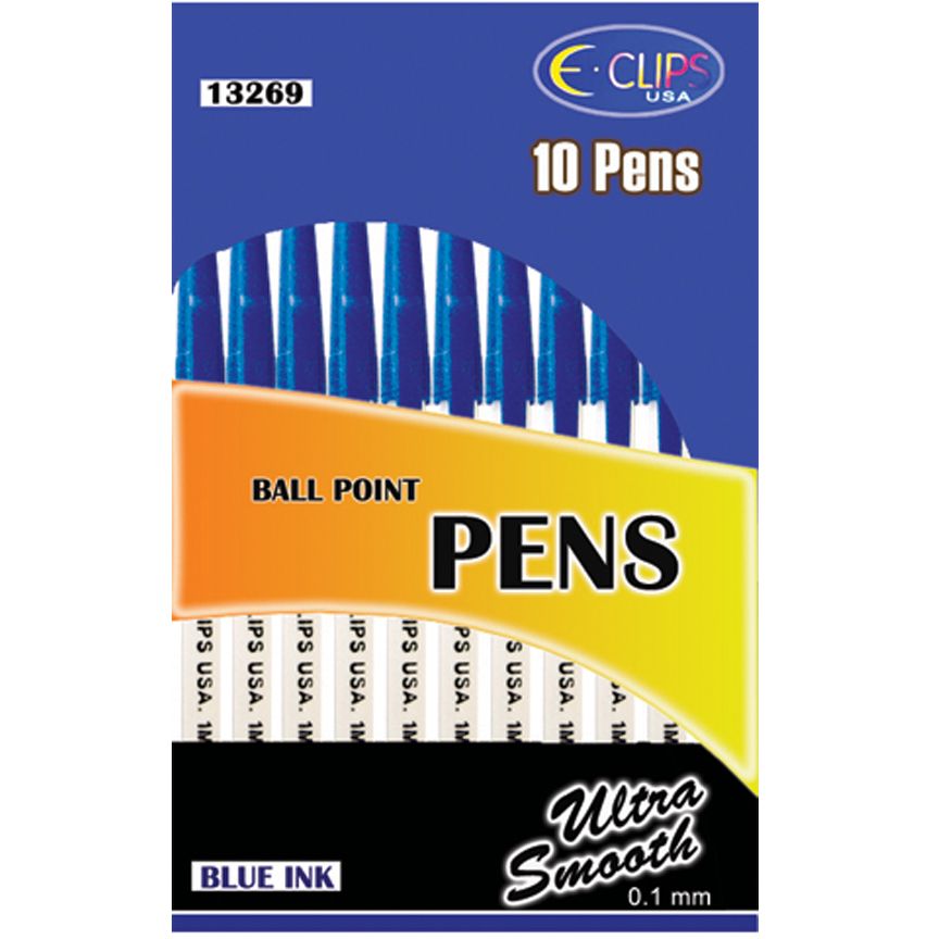 72 Wholesale Stick Pens - 10 Ct - Blue Ink