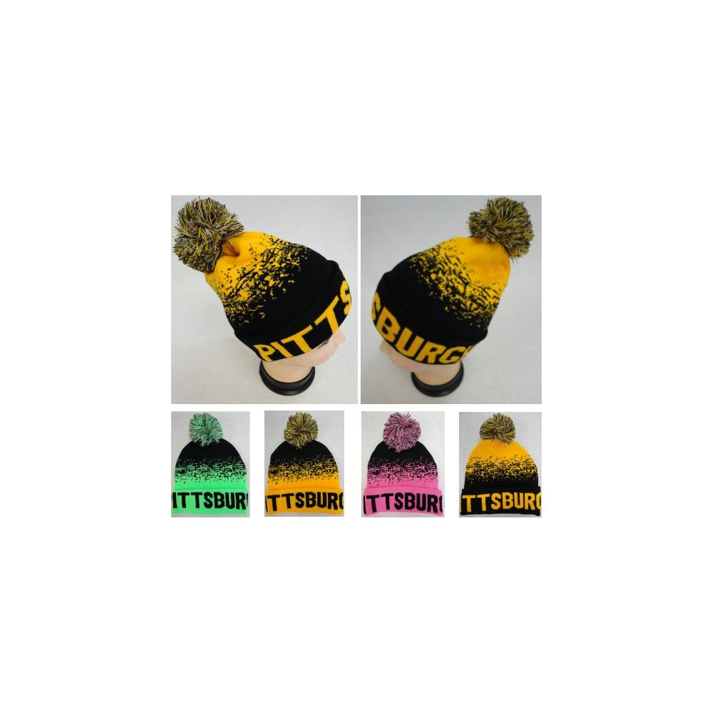 60 pieces of Knitted Hat With Pompom [pittsburgh] Digital Fade