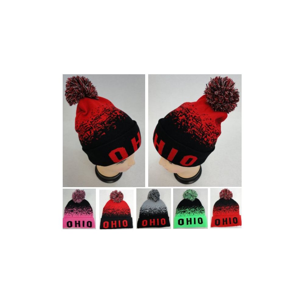 48 pieces of Knitted Hat With Pompom [ohio] Digital Fade