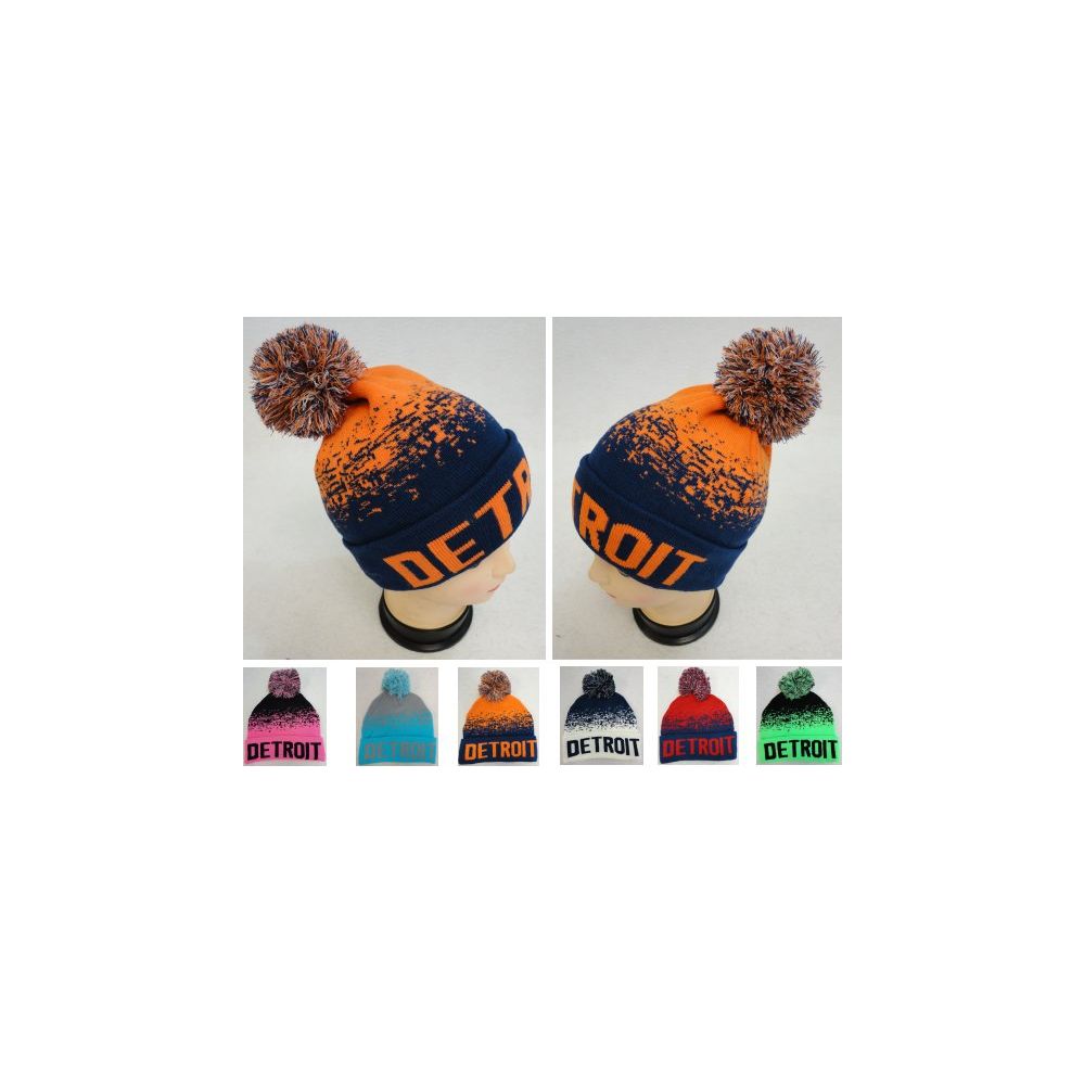 48 pieces of Knitted Hat With Pompom detroit Digital Fade