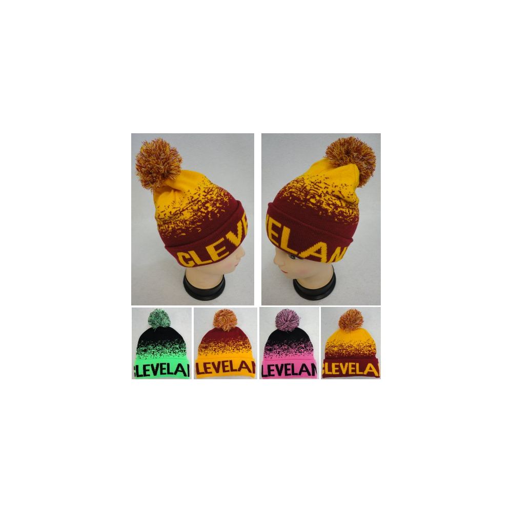 48 pieces of Knitted Hat With Pompom cleveland B Digital Fade