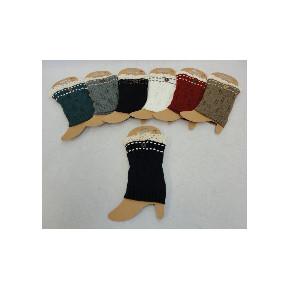 48 Wholesale Knitted Boot Cuffs [antique Lace/1 Button