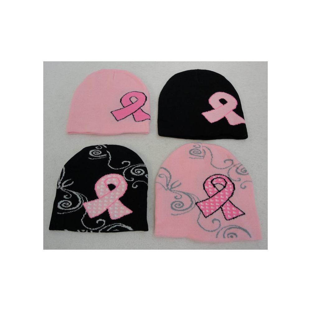 48 pieces of Womens Breast Cancer Ribbon Winter Hat