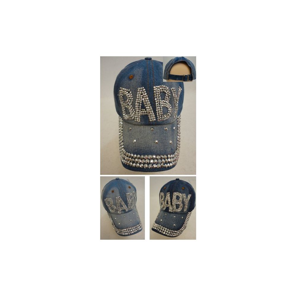 30 Wholesale Denim Strapback Hat With Bling Bling [baby]