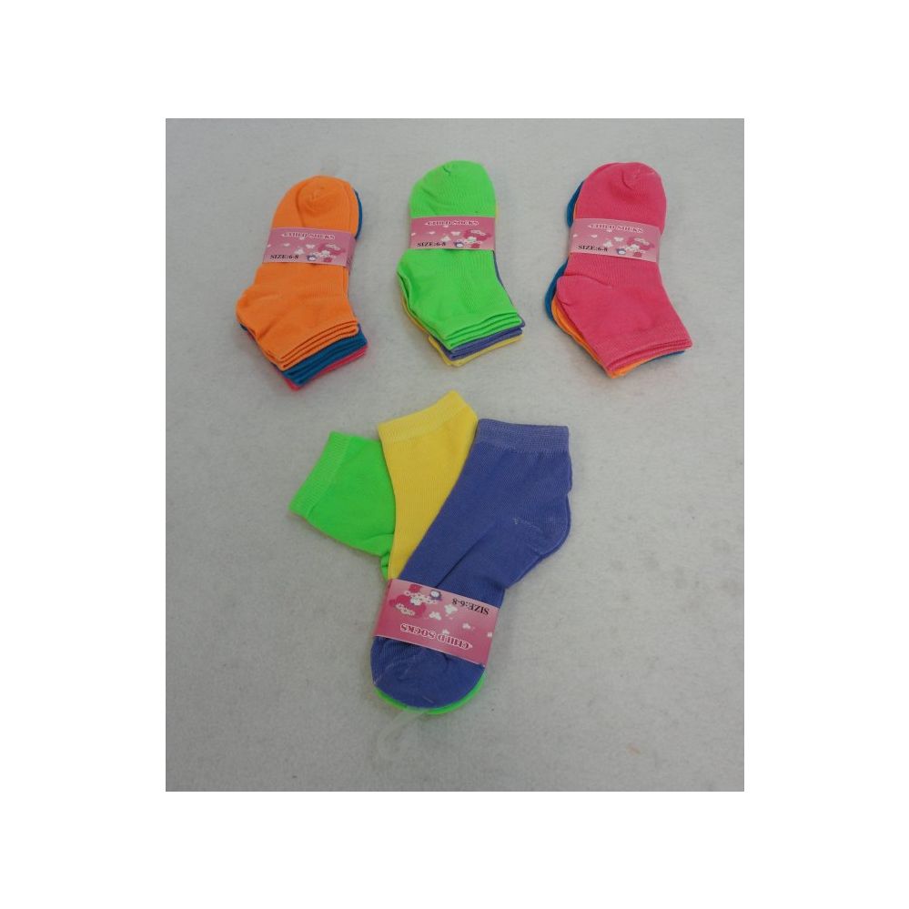 60 Pairs of Girl's Anklet Socks 6-8[solid Colors]