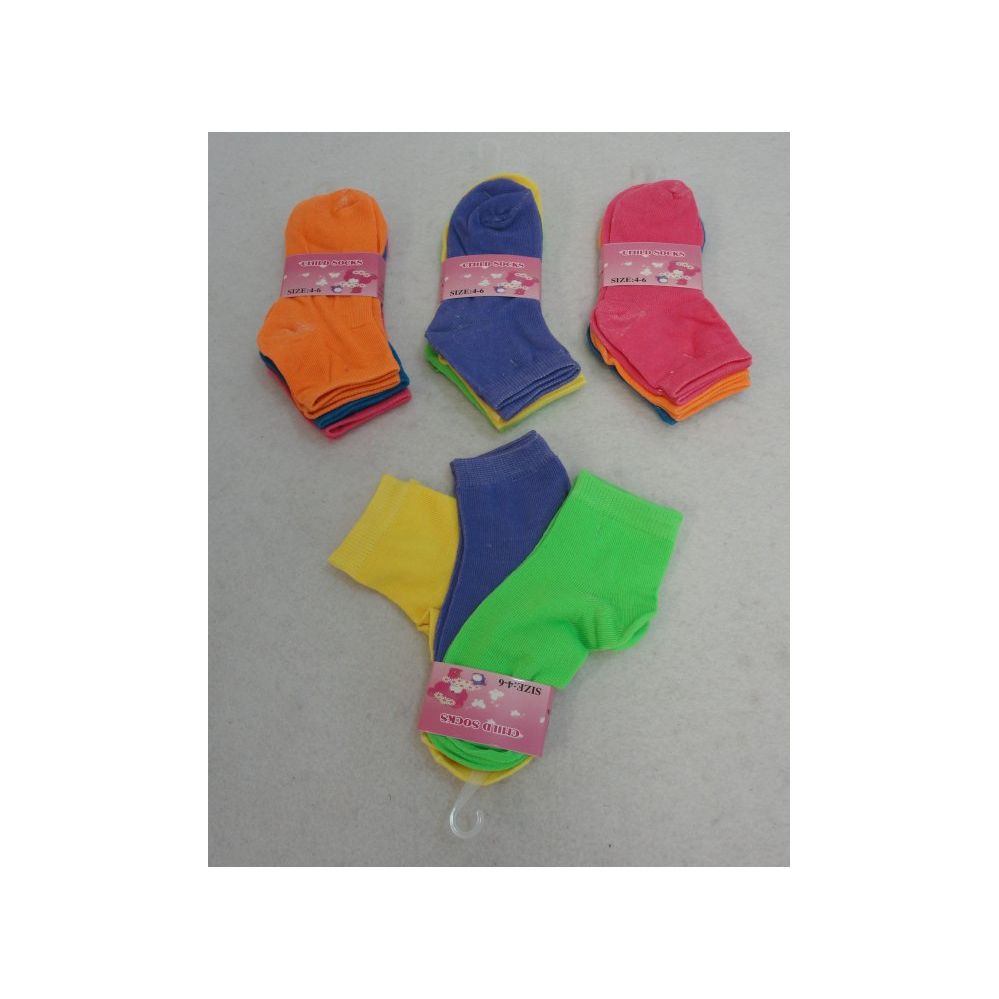 60 Pairs of Girl's Anklet Socks 4-6[solid Colors]