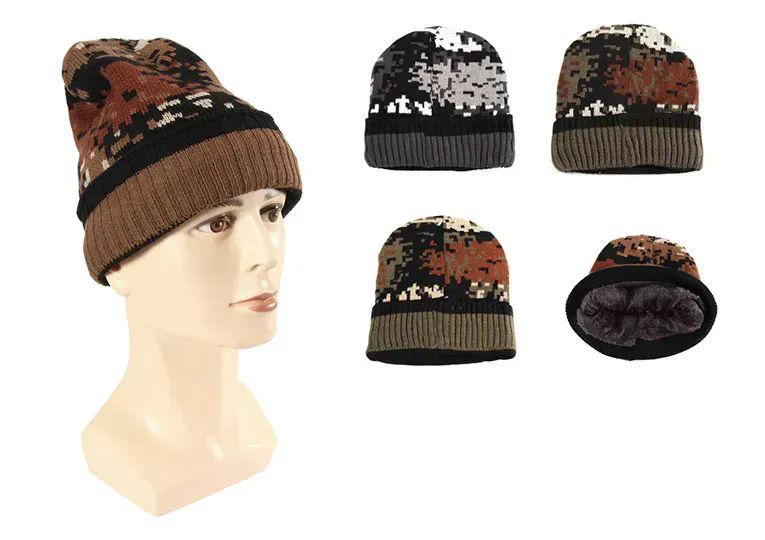 36 Pieces Adults Camouflage Winter Hat With Fur Lined - Fashion Winter Hats