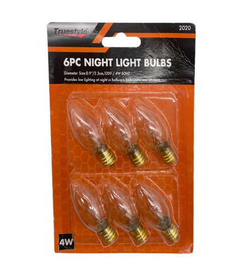96 Pieces of 6pc Night Light Bulb Clear 6.5x4.5 in