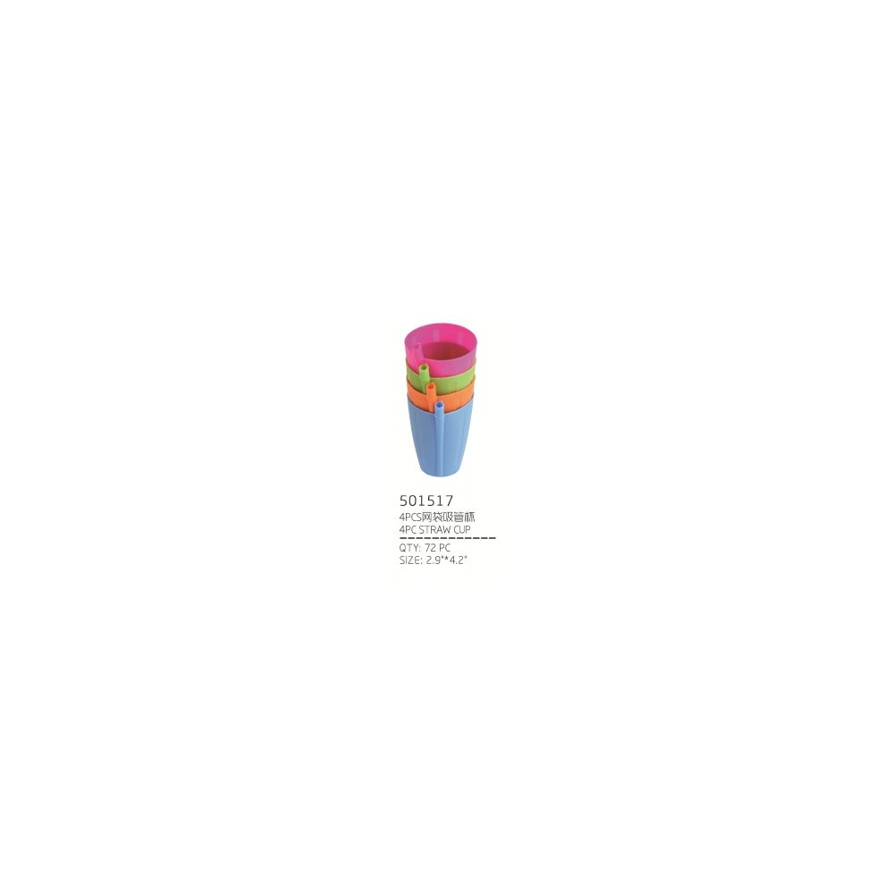 72 Wholesale Straw Cup 4 Piece