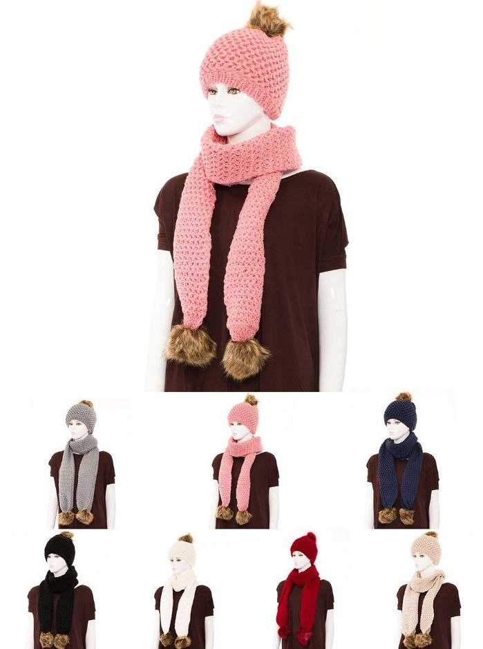 24 Sets Winter 2 Piece Hat And Scarf Set - Winter Sets Scarves