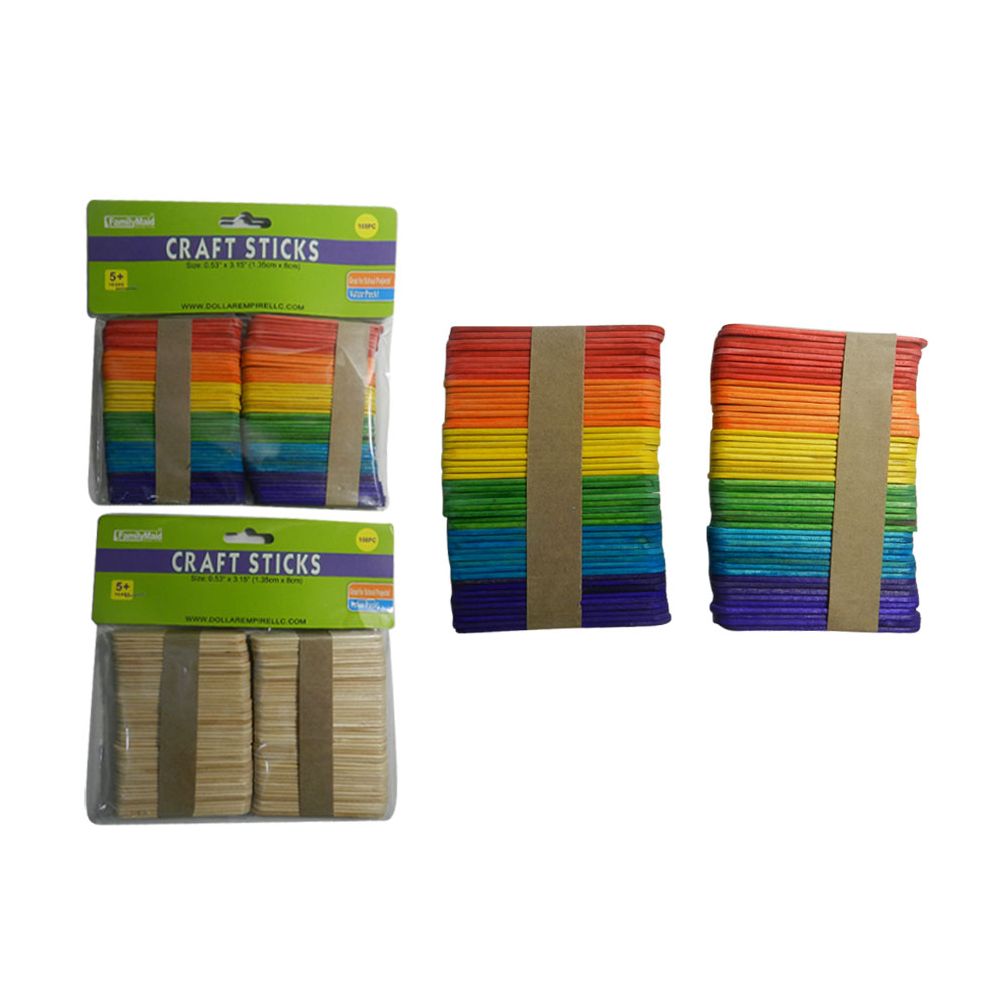 144 Pieces of Assorted Color Craft Sticks