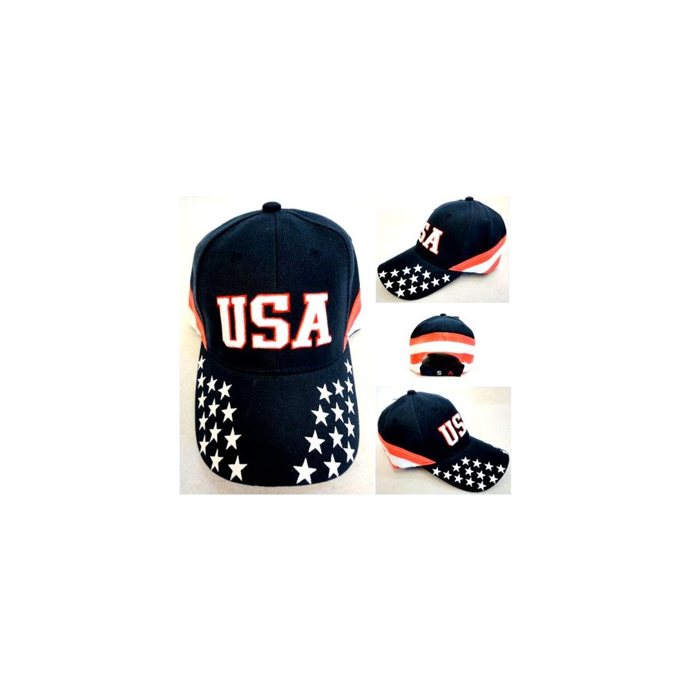 48 Wholesale Wholesale Adjustable Baseball Hat Usa With Stars And Stripes