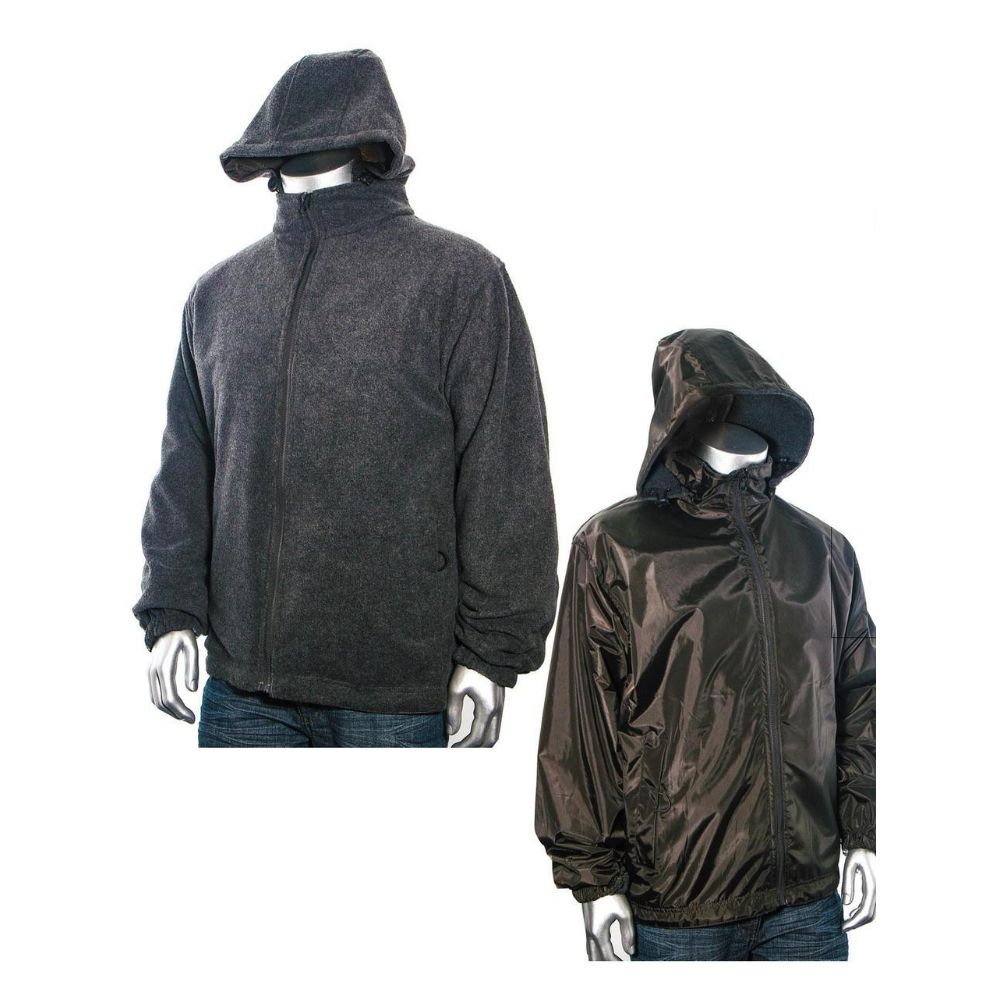 12 Pieces of Men's Reversible Nylon Fleece Jacket 90% Poly 10% Cotton