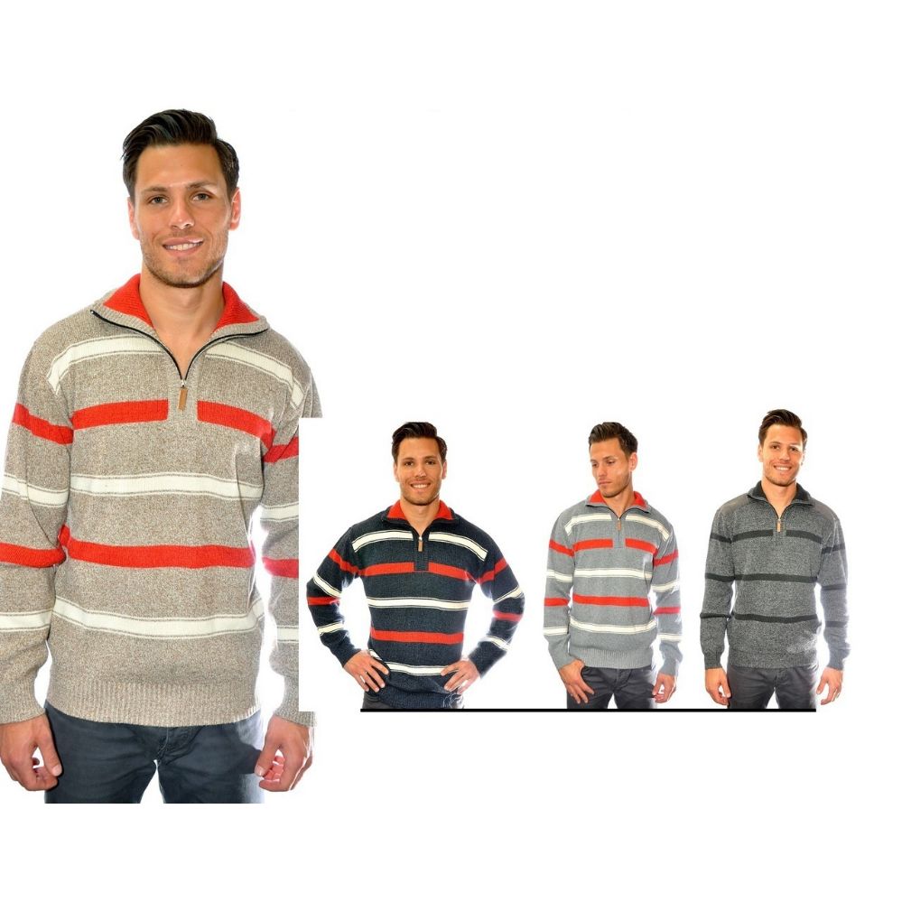 24 Wholesale 1/4 Zip Fancy Sweater 100% Acrylic