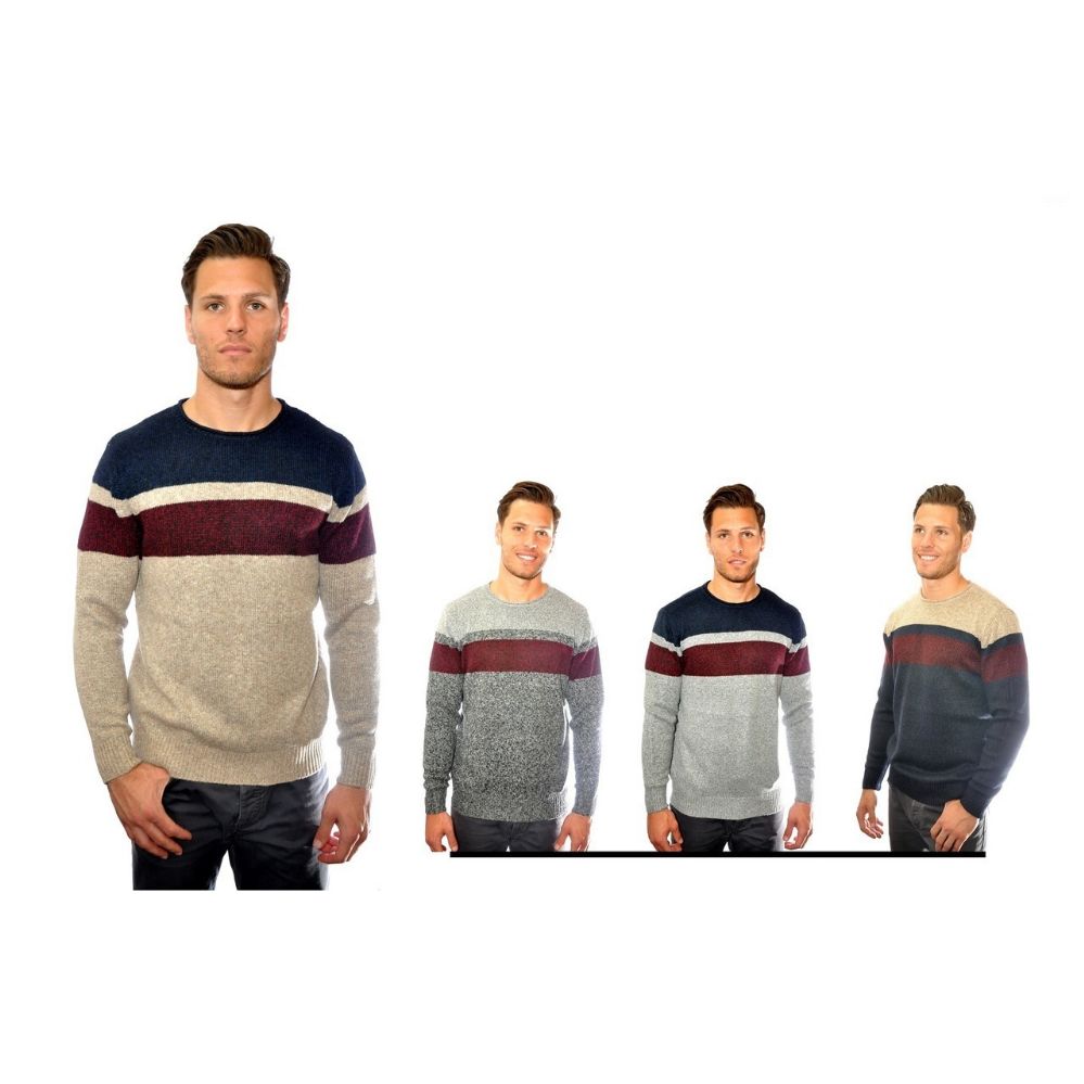 24 Wholesale Crew Neck Fancy Sweater 100% Acrylic