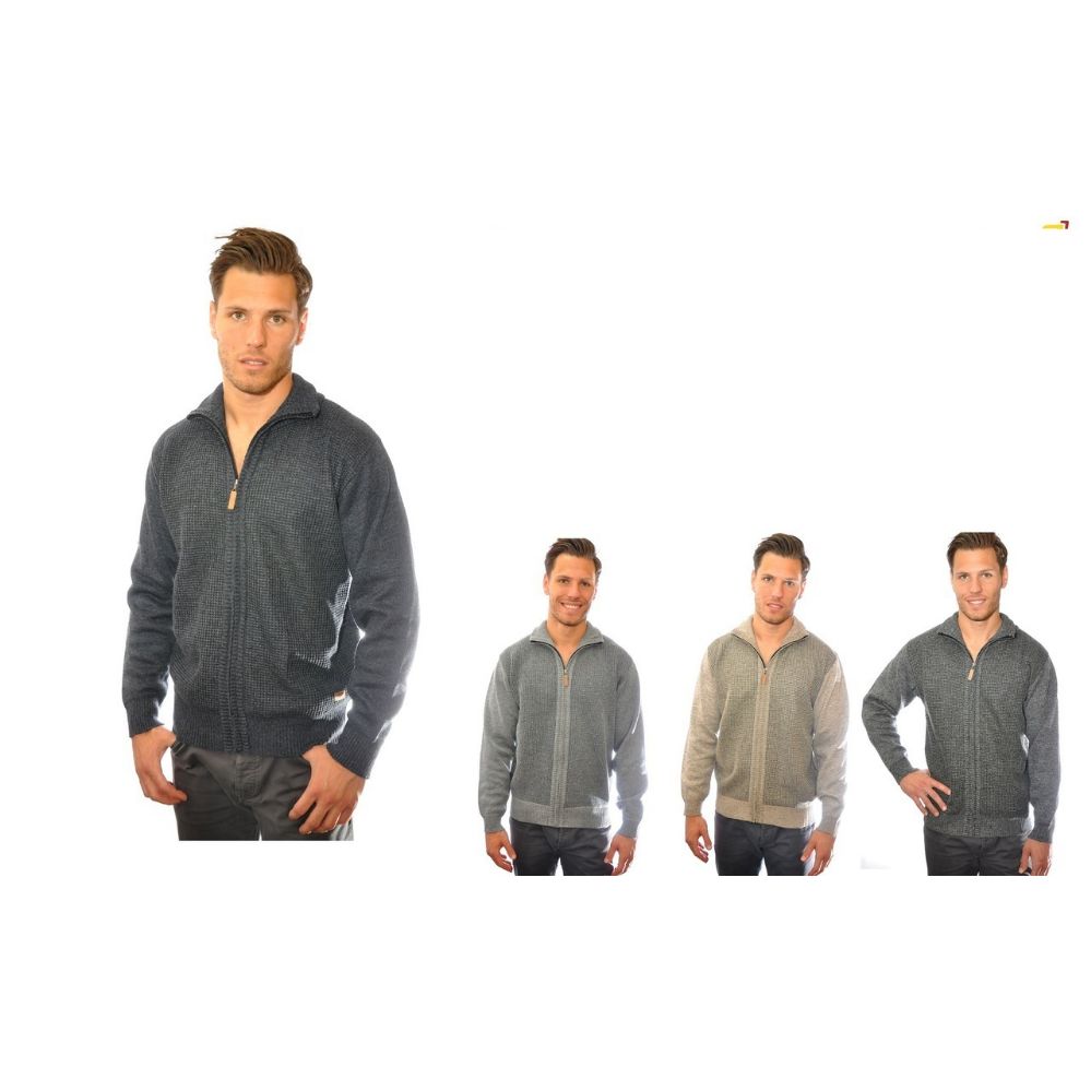 24 Wholesale Full Zip Fancy Sweater W/ Fleece Lining 100% Acryliclic