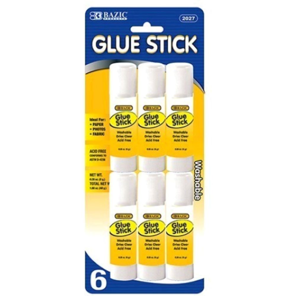 72 Wholesale Bazic 8g 0.28 Oz. Small Glue Stick 6pc