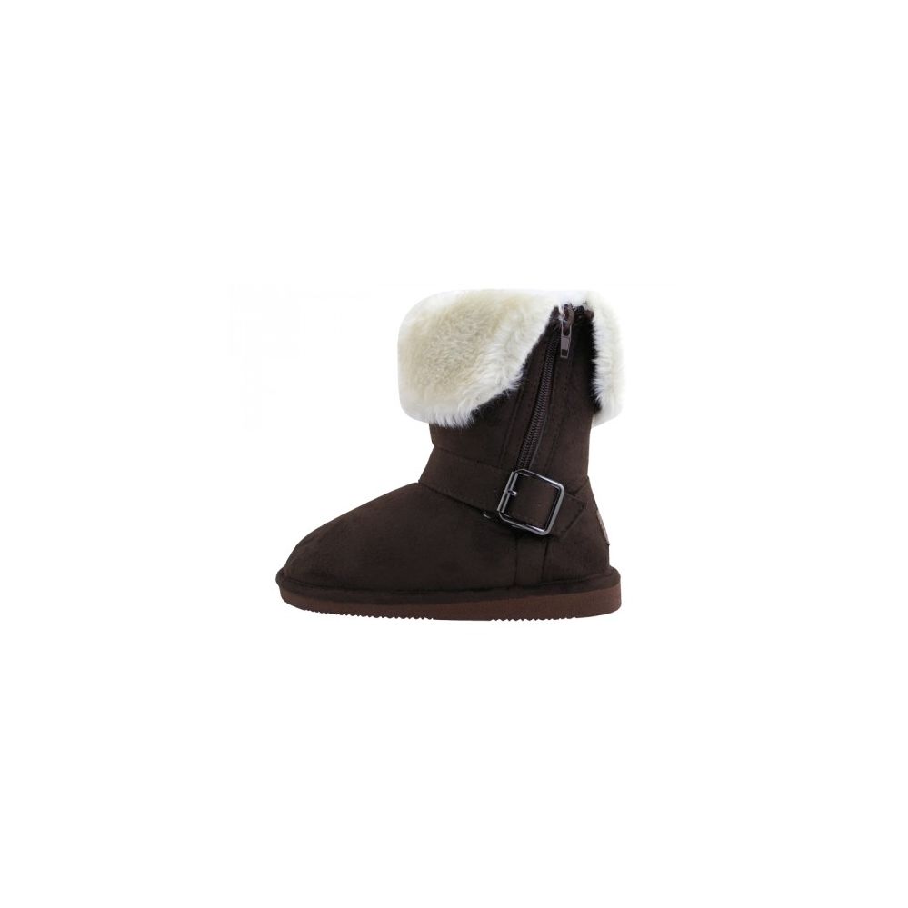24 Pairs of Youth's Micro Suede Foldover Boots With Faux Fur Lining And Side Zipper