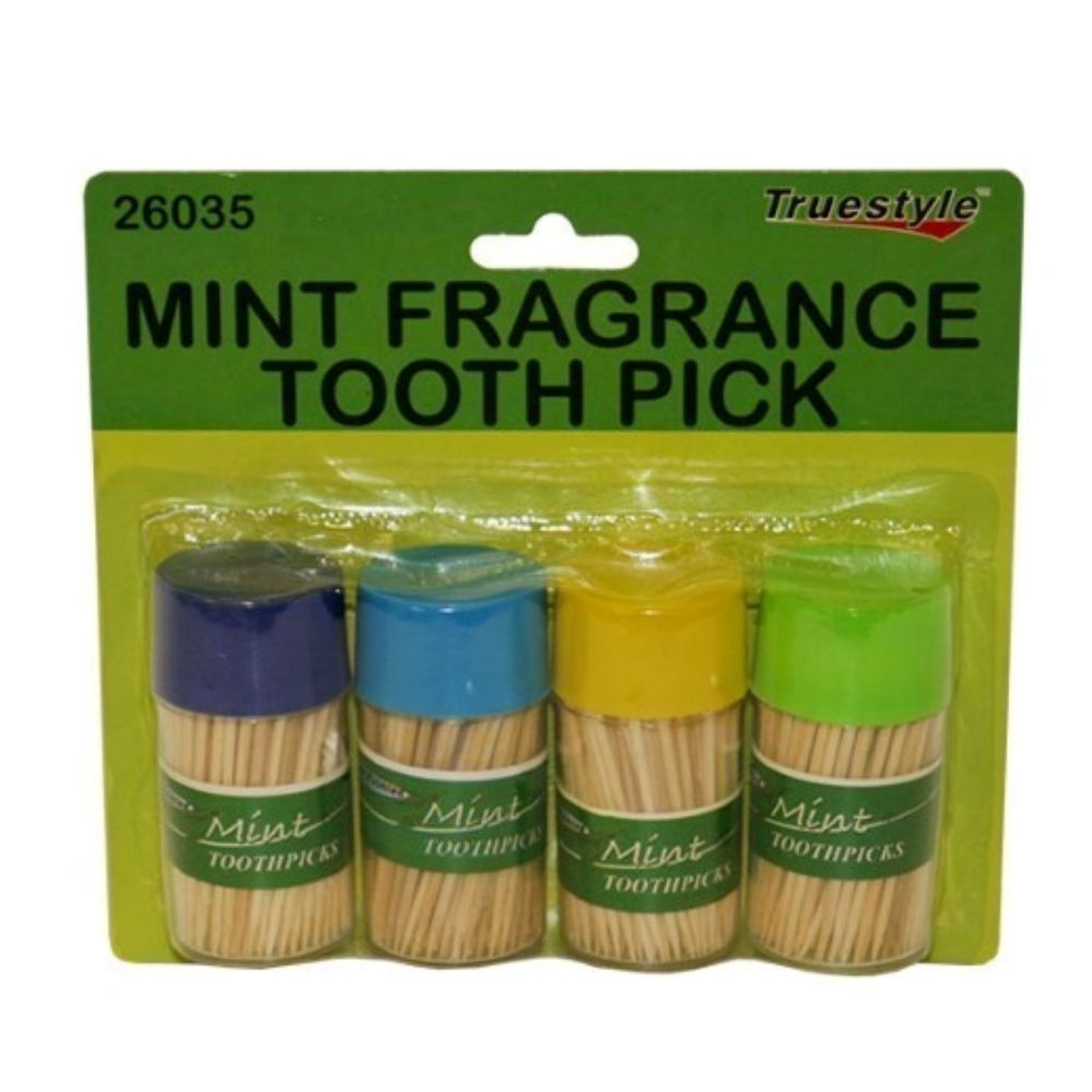 96 Pieces of 4 Piece Mint Fragrance Tooth Picks