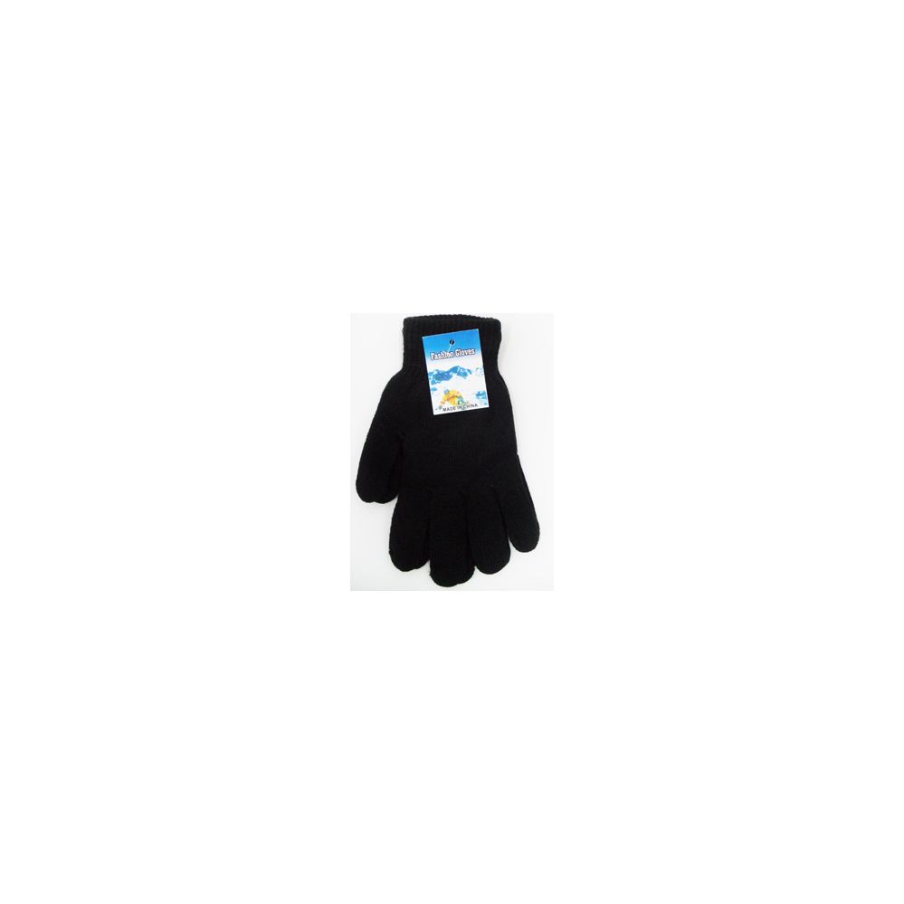 72 Wholesale Large Magic Gloves In Black Heavy Knit
