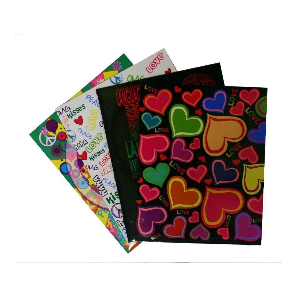 48 Pieces of Laminated Paper Portfolios - 2 Pocket - 250 Gsm - Love & Peace - Pdq