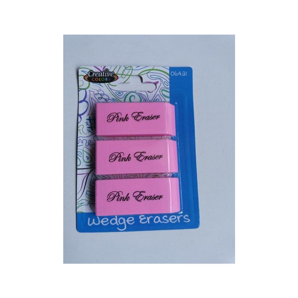 Pink Wedge Eraser 2pk