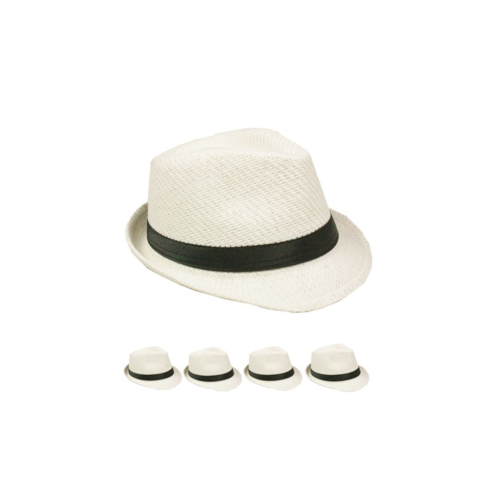 12 Pieces of Classic Toyo Straw White Trilby Fedora Hat
