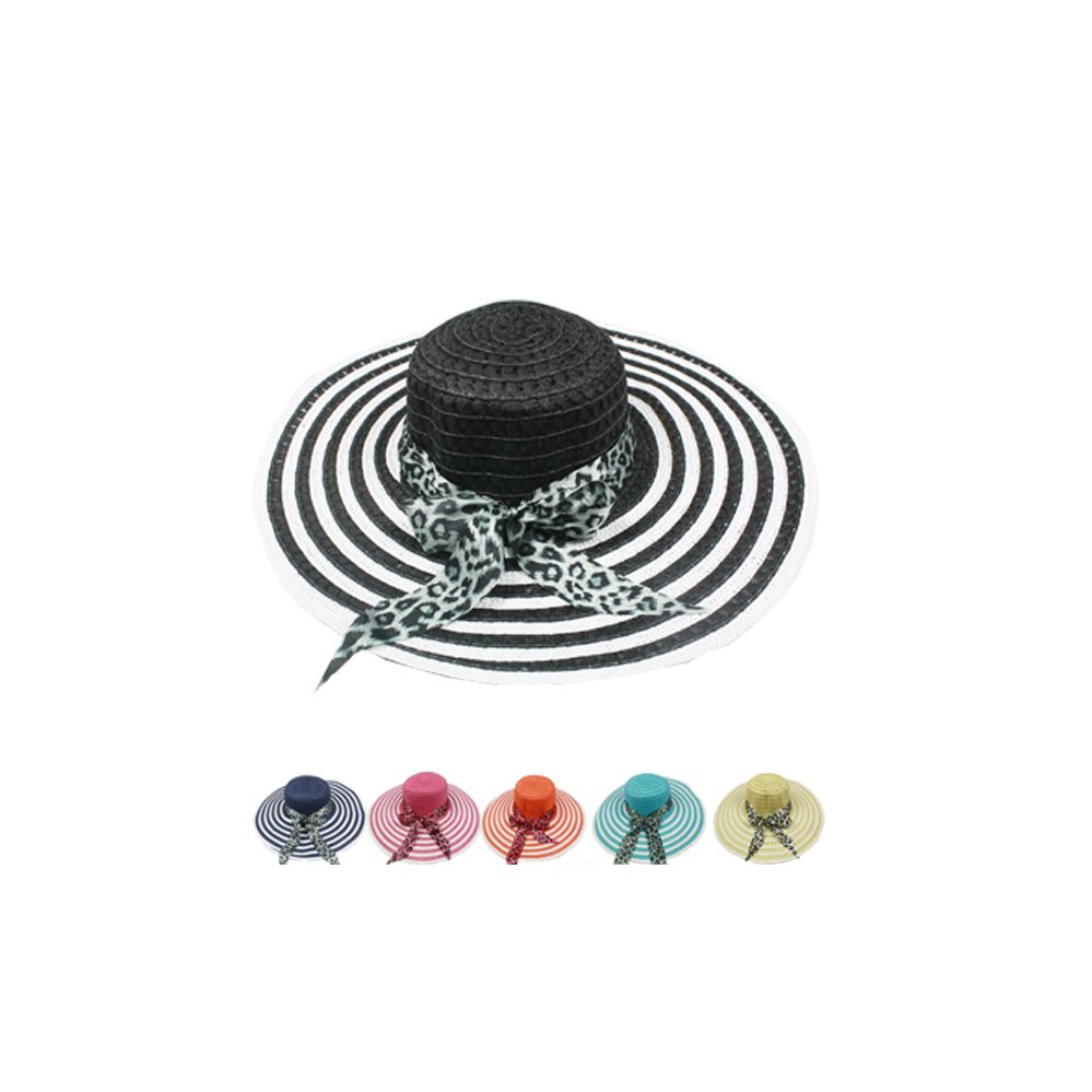 24 Pieces Elegant Woman Ribbon Bow Floppy Beach Hat - Sun Hats
