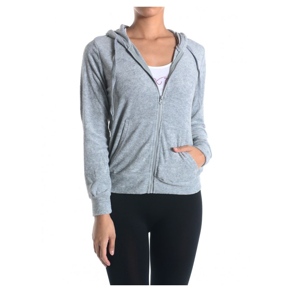 24 Wholesale Sofra Ladies Thin French Terry ZiP-Up Hoodie Jacket