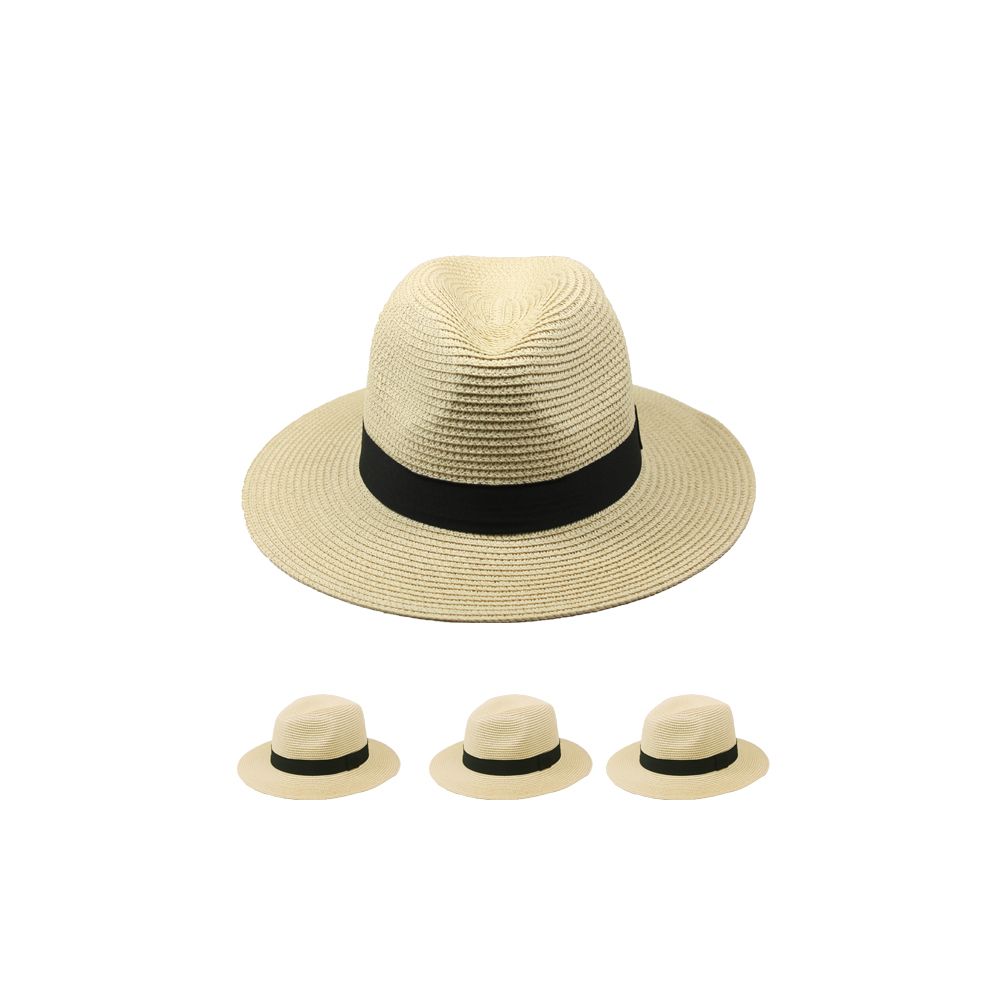 12 Pieces Mens Summer Hat With Black Band - Sun Hats