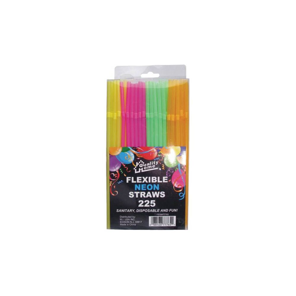 72 Wholesale 225 Pack Straw Neon