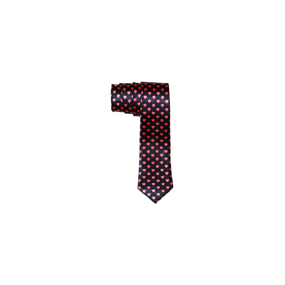 96 Pieces of Men's Black Slim Tie With Pens Black Slim Tie With Pink Hearts