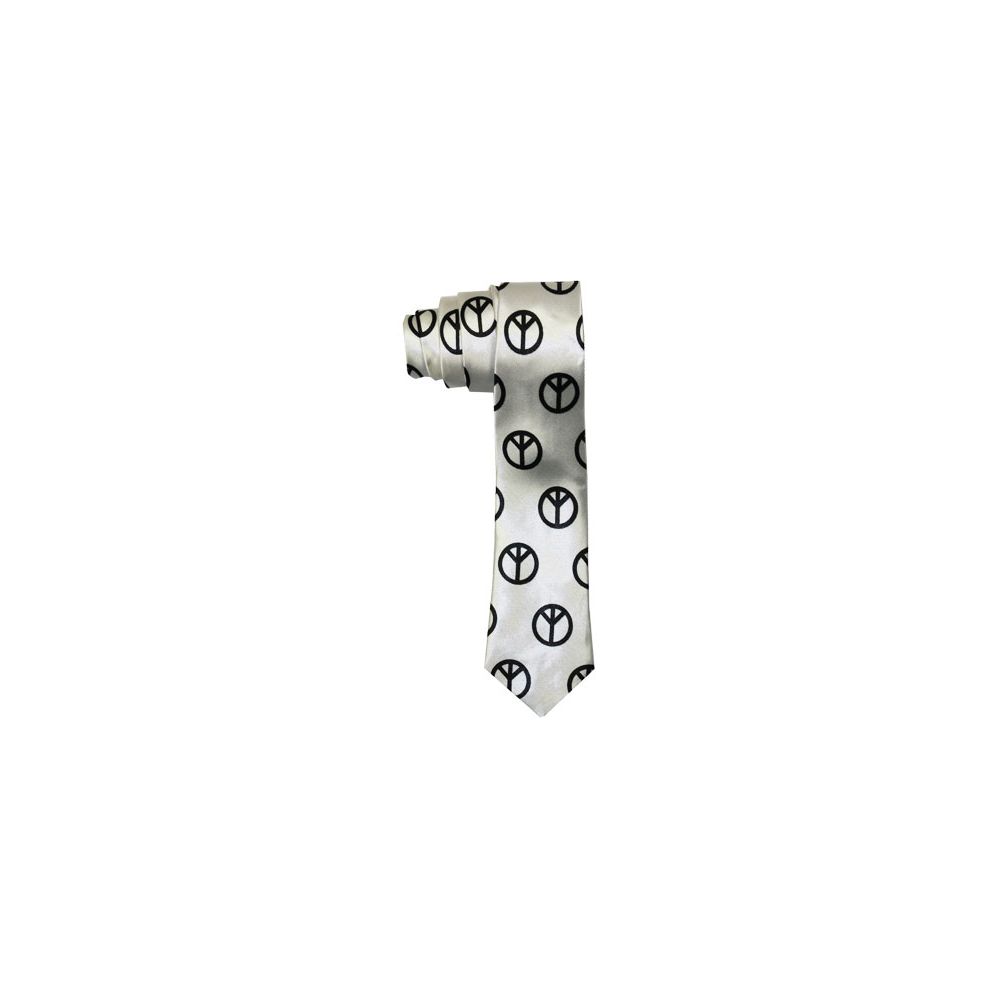 96 Pieces of Men's Slim Silver Tie With Peace Sign