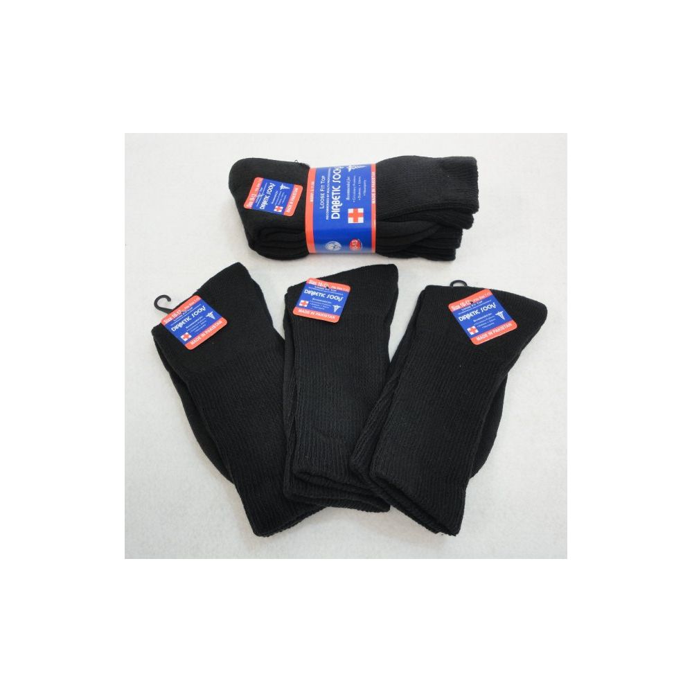 48 Pairs Black Diabetic Crew Socks 1013 Mens Crew Socks at