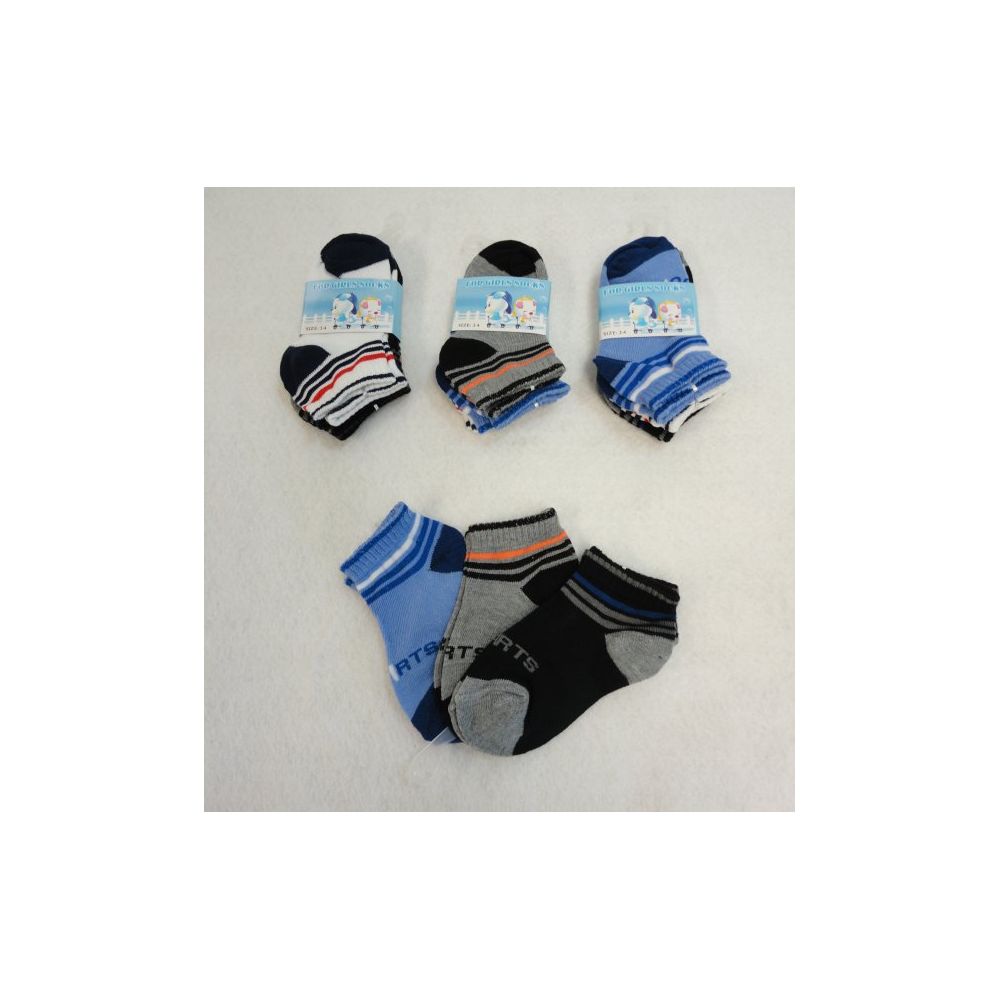 48 Wholesale 3 Pair Boy's Anklet Socks 2-4 [sports