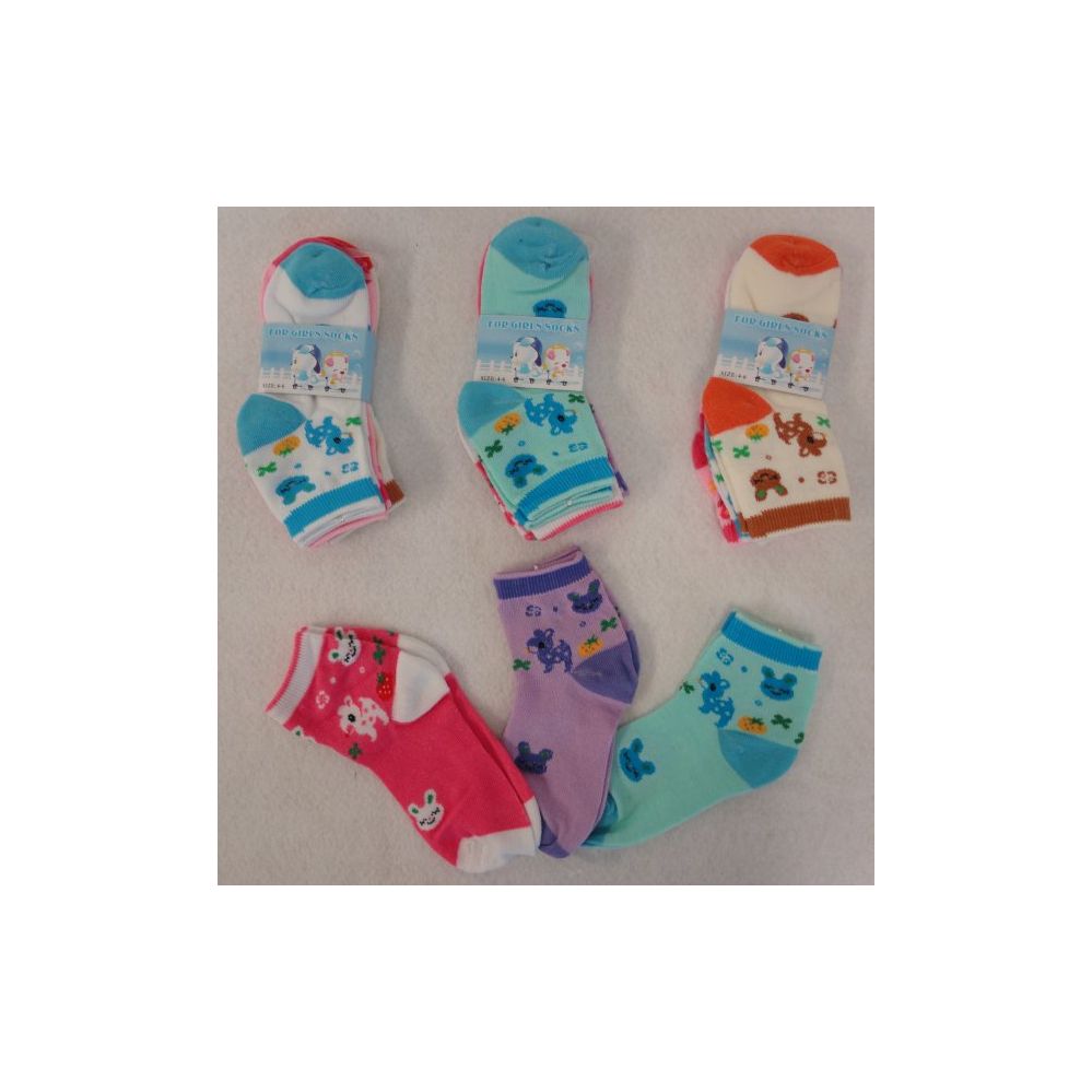60 Pairs of Girl's Anklet Socks 4-6 [deer & Bunny]