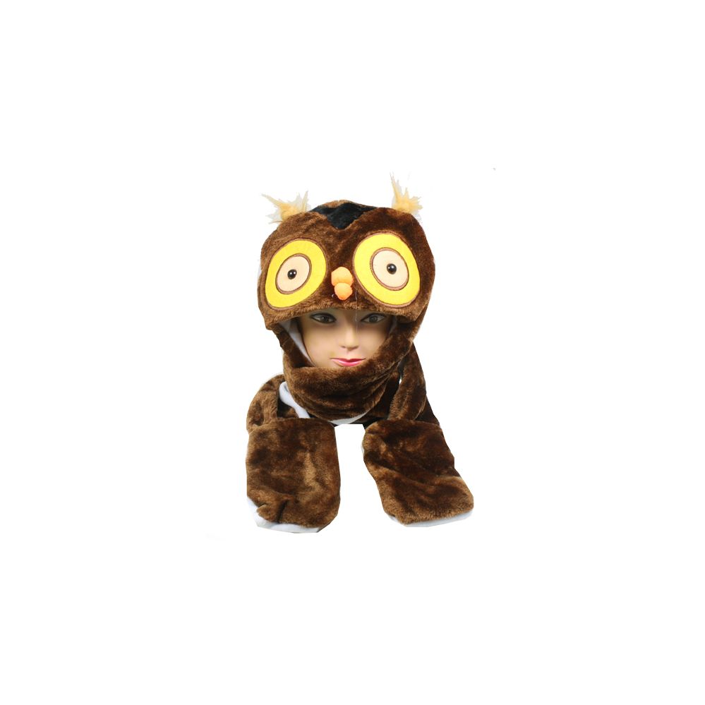 10 Pieces of Cute Plush Owl Character Builtin Paws Mittens Animal Hat
