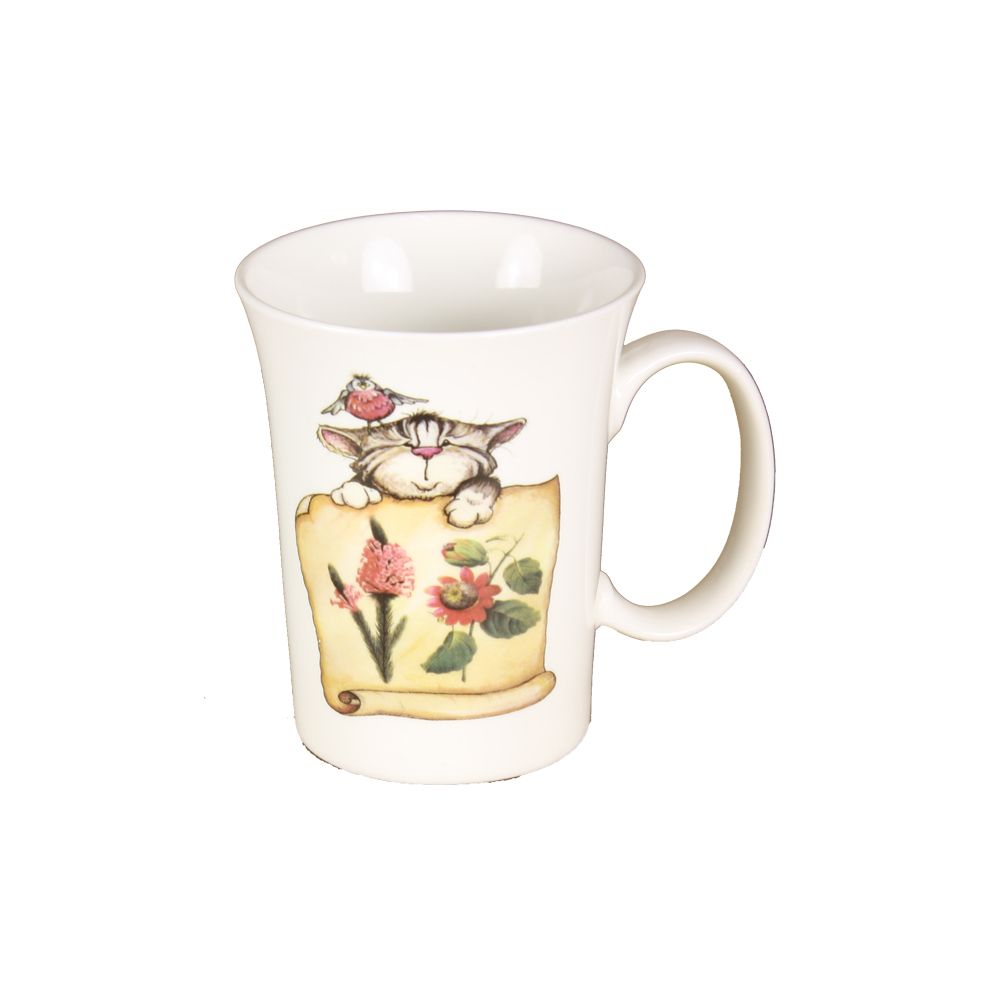 72 Wholesale Coffee Mug With Cat And Flowers