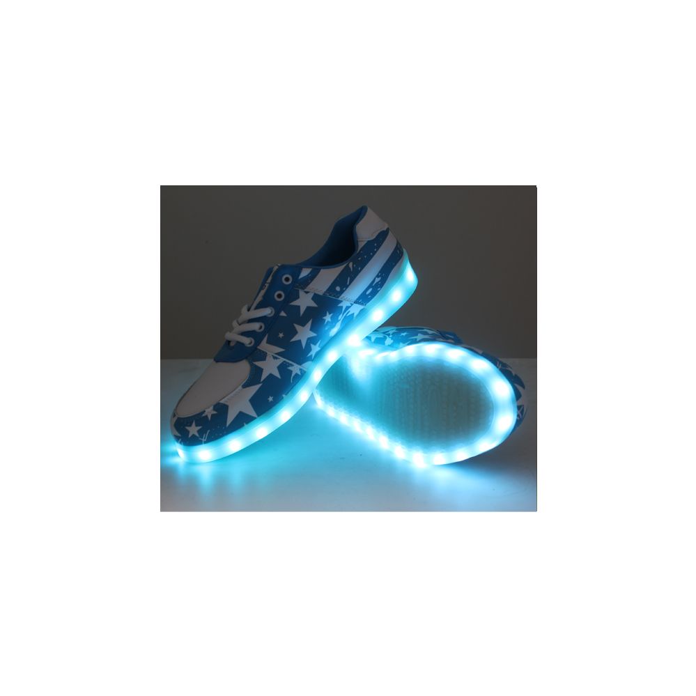 6 Pairs Led Shoes Kids Mix Size In Blue With White Stars - LED Party Supplies