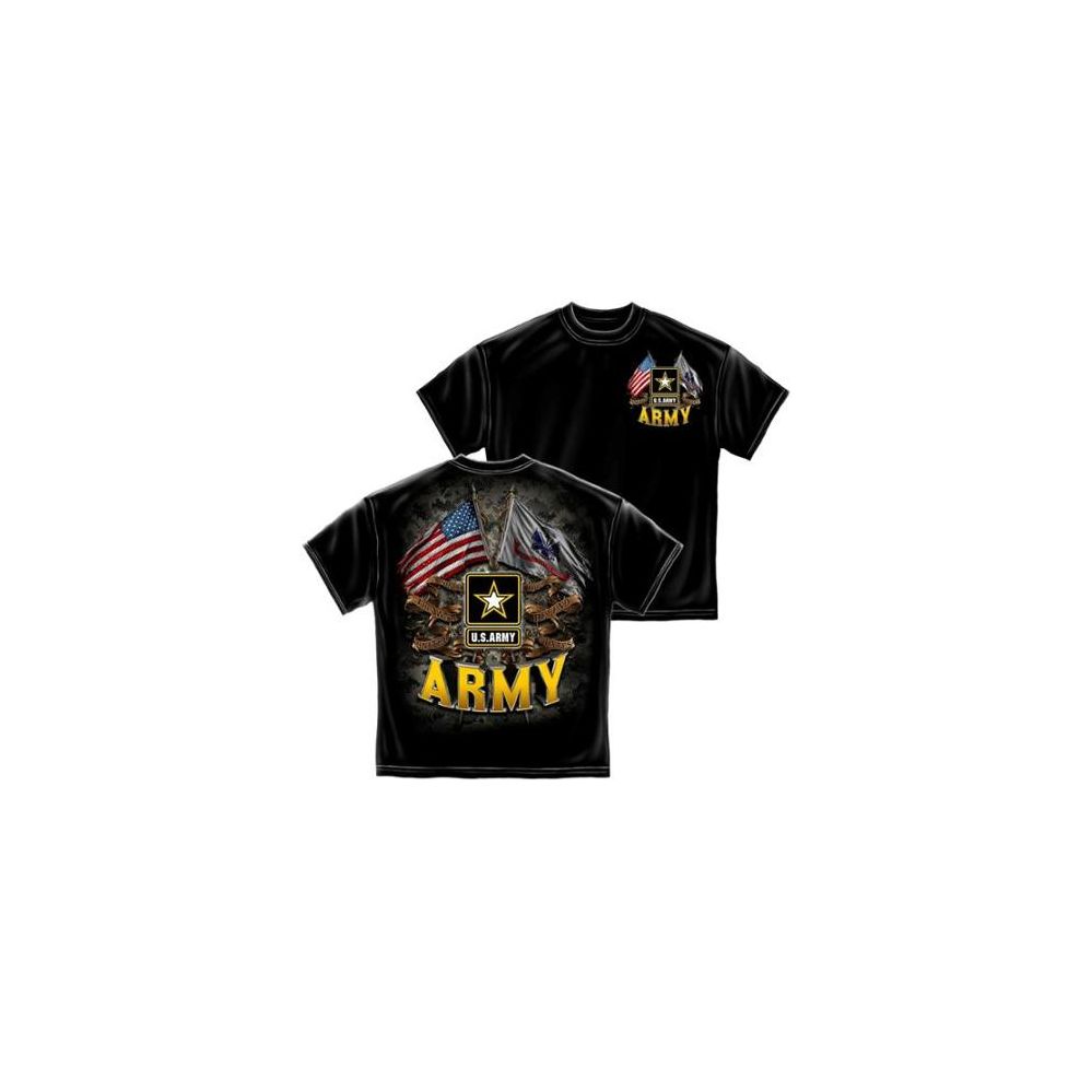 10 Pieces T-Shirt 002 Double Flag Us Army Black Medium Size - Boys T Shirts