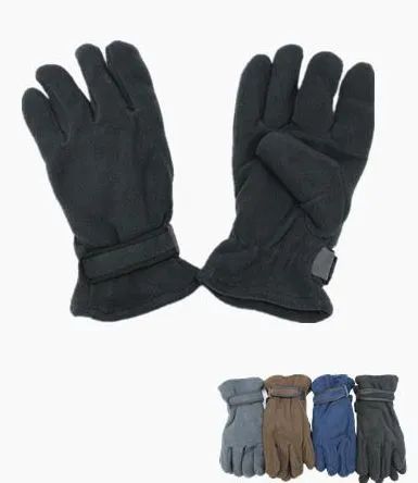 72 Pairs of Men's Fleece Winter Gloves Assorted Colors
